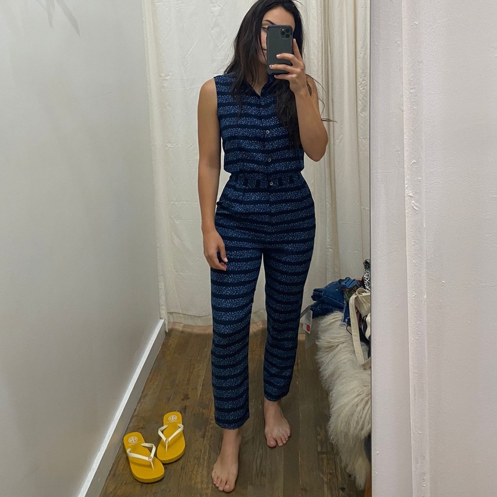 Steven Alan blue stripes jumpsuit